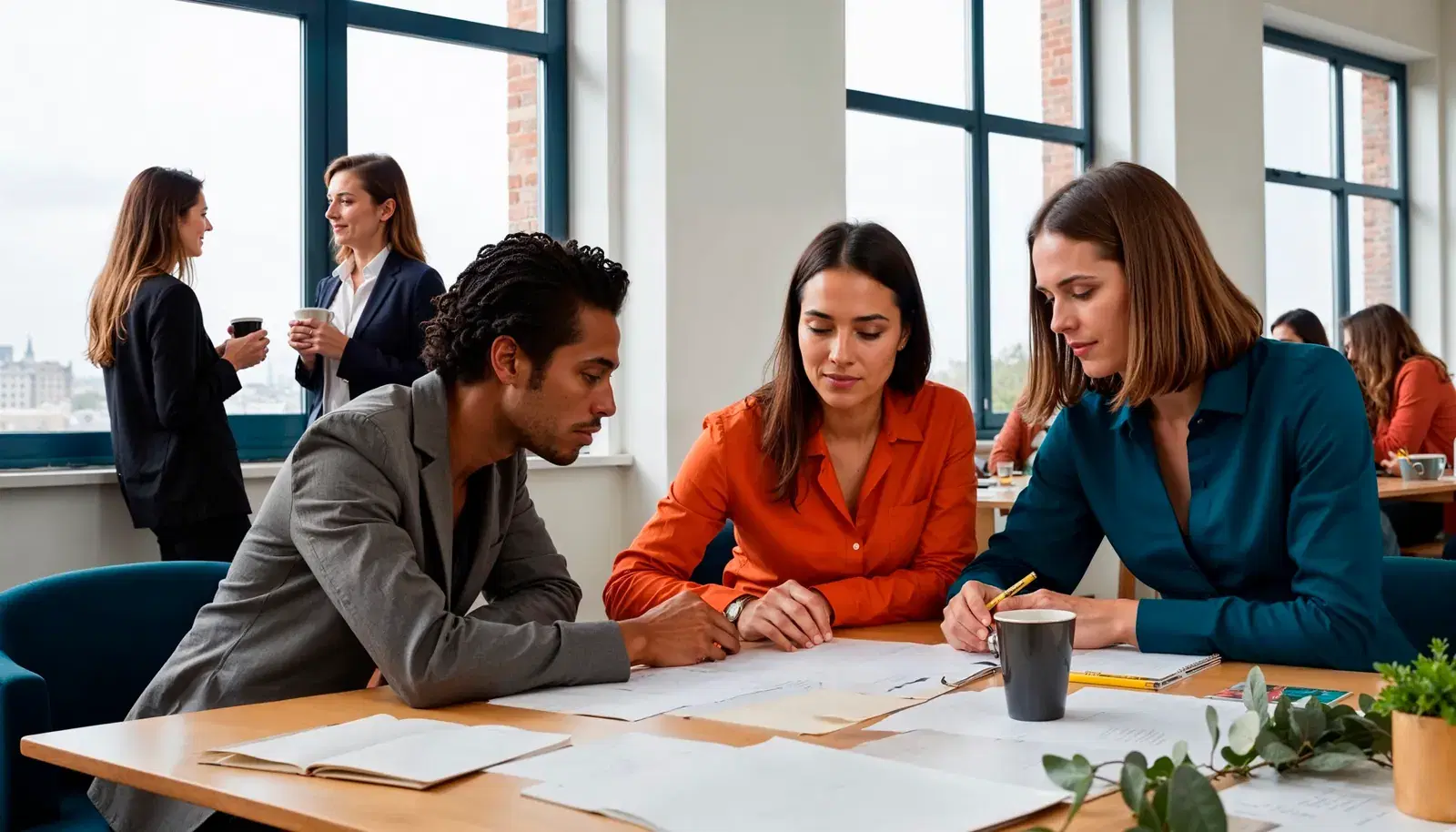 Equipo de trabajo en oficina